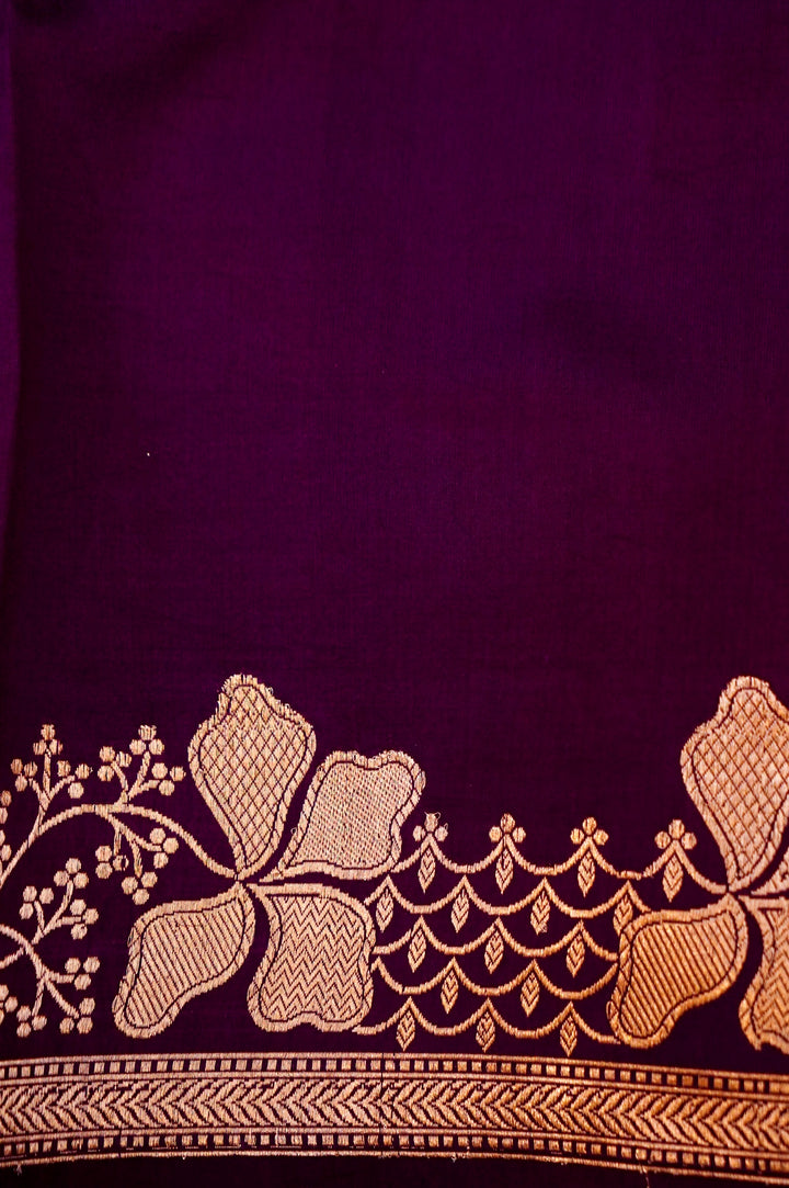 Royal Plum Grandeur – Handwoven Banarasi Pure Katan Silk Saree with Designer Zari Border