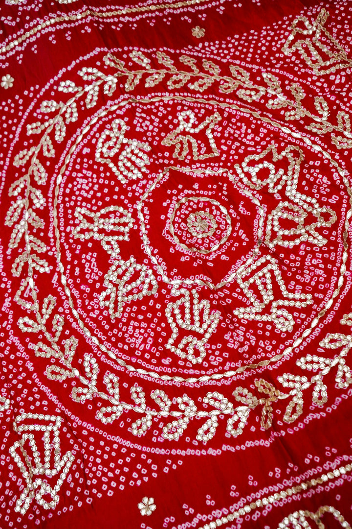 Bandhej Gulnaar Bridal Pure Gajji Silk Dupatta with Gota Patti View 5