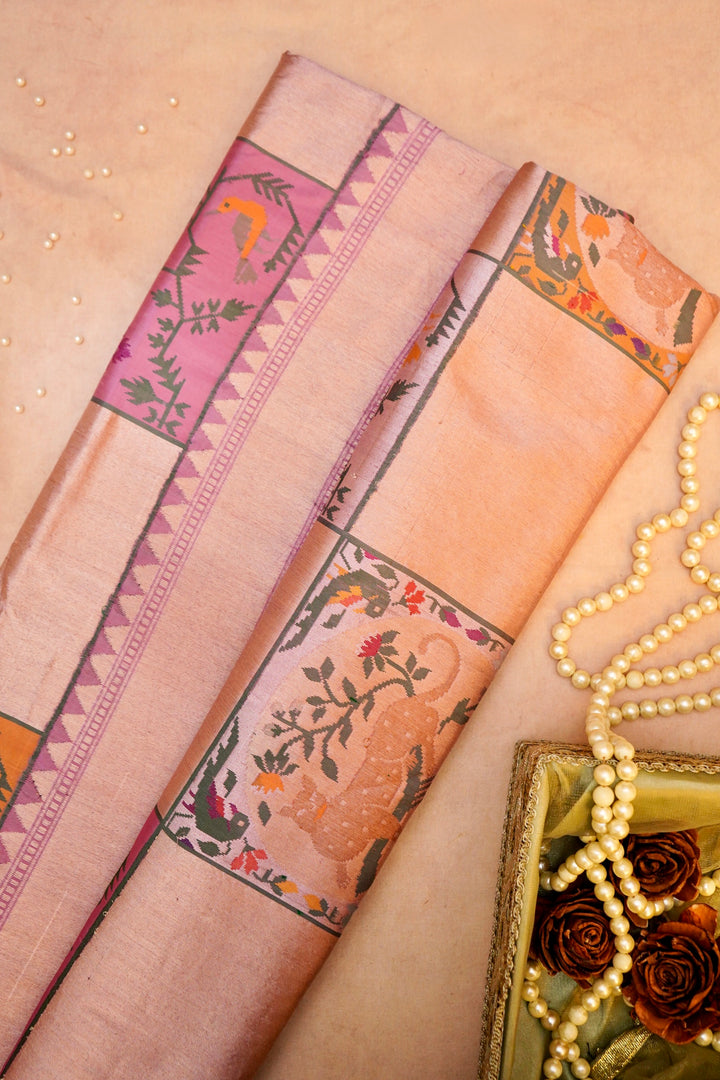 Gulabi Rooh – Handwoven Onion Pink Banarasi Pure Katan Silk Saree