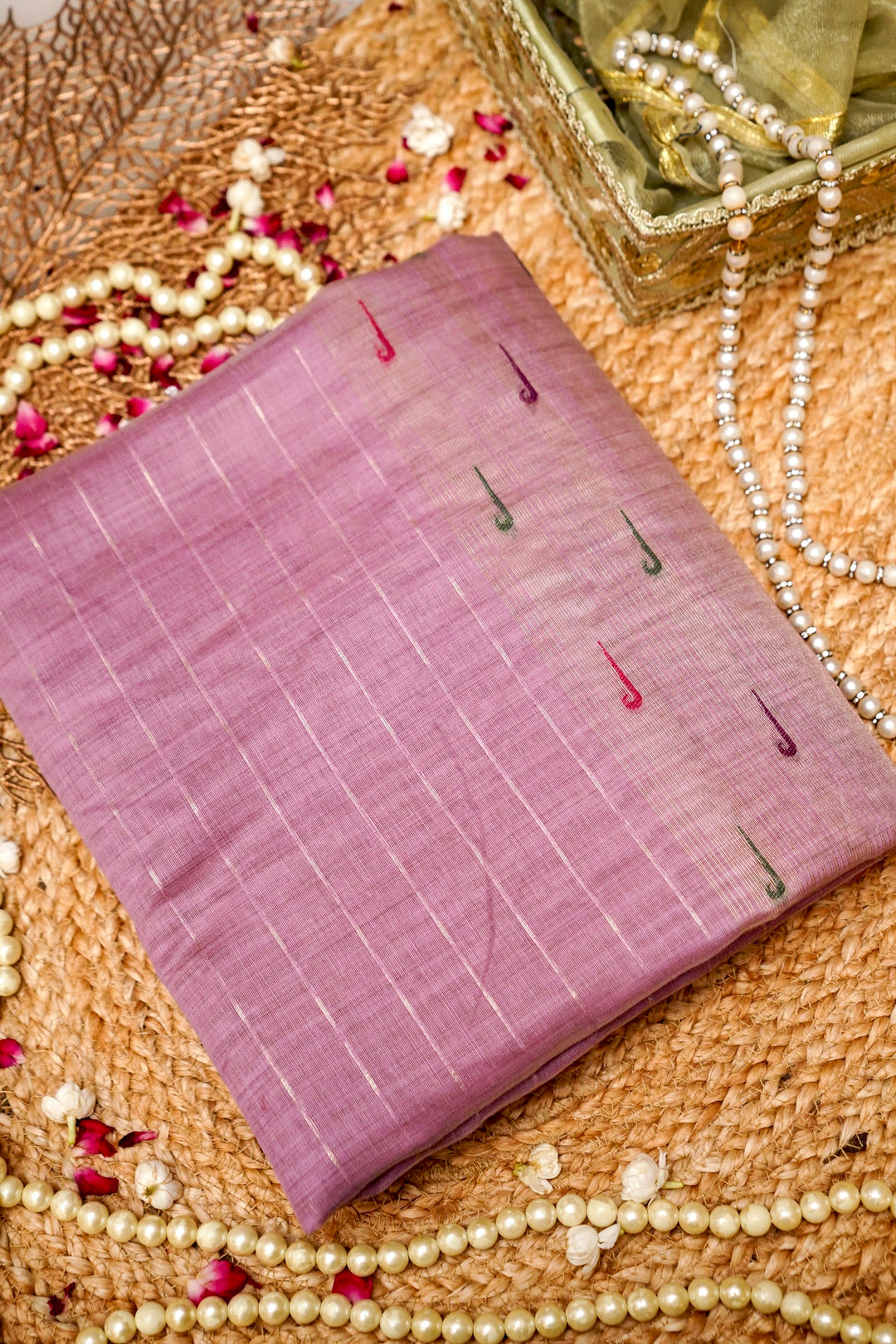 Elegant Pink Cotton Silk Saree with Zari Stripe Weave Paithani Pallu View 1