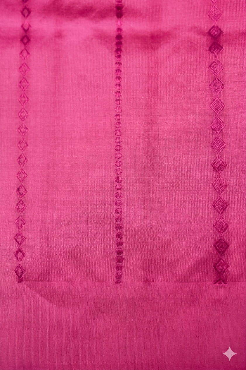 Regal Hot Pink Handwoven Banarasi Pure Puna Silk Saree with Zari Elephant Motifs