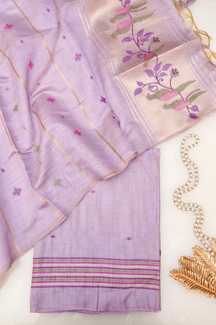 Enchanting Lavender Meenakari Bird Motif Suit Set