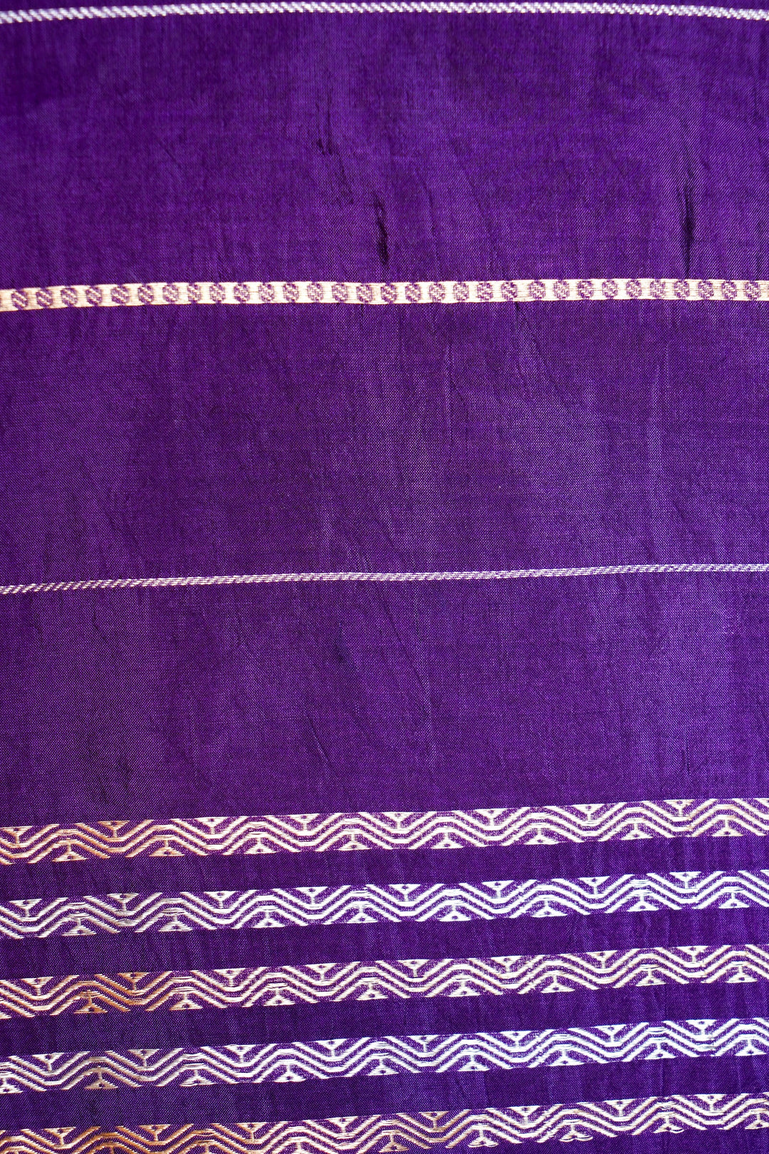 Royal Purple Pure Banarasi Handloom Silk Saree with Gayatri Mantra & Kamdhenu Motif Border