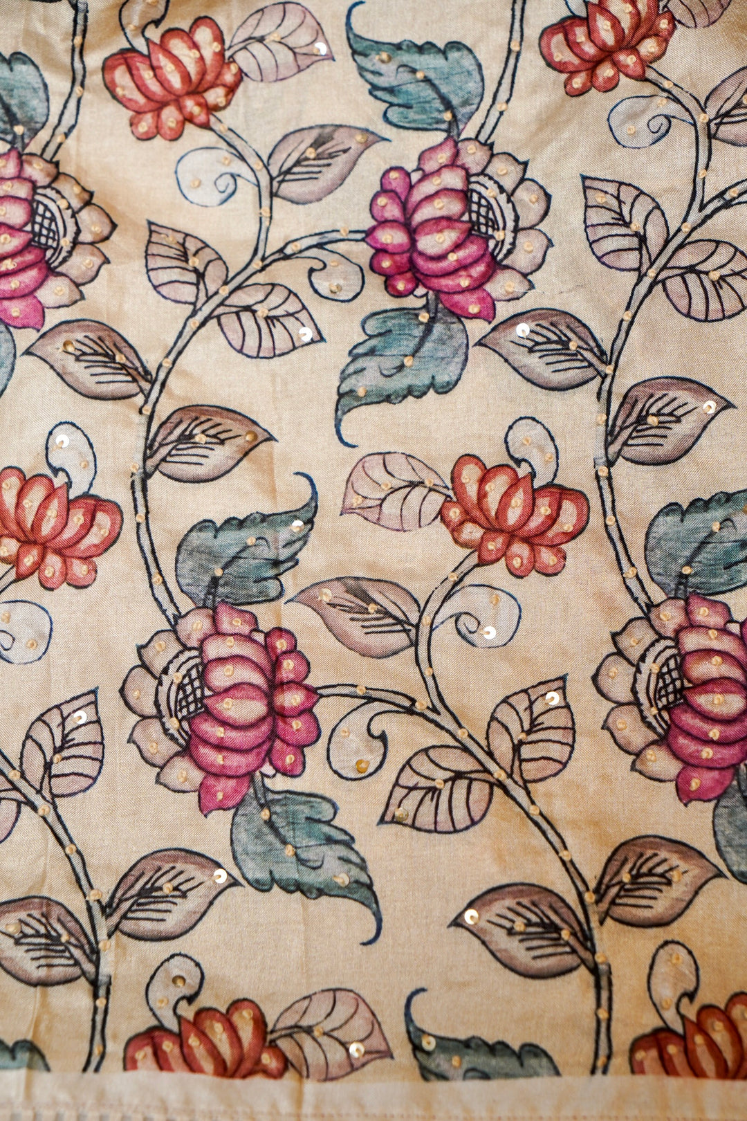 Pure White Organza Saree with Kalamkari Border & Katha-Resham Embroidery