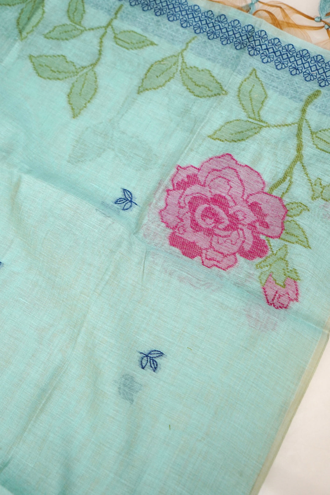 Serene Pastel Blue Meenakari Floral Cotton Silk Suit Set