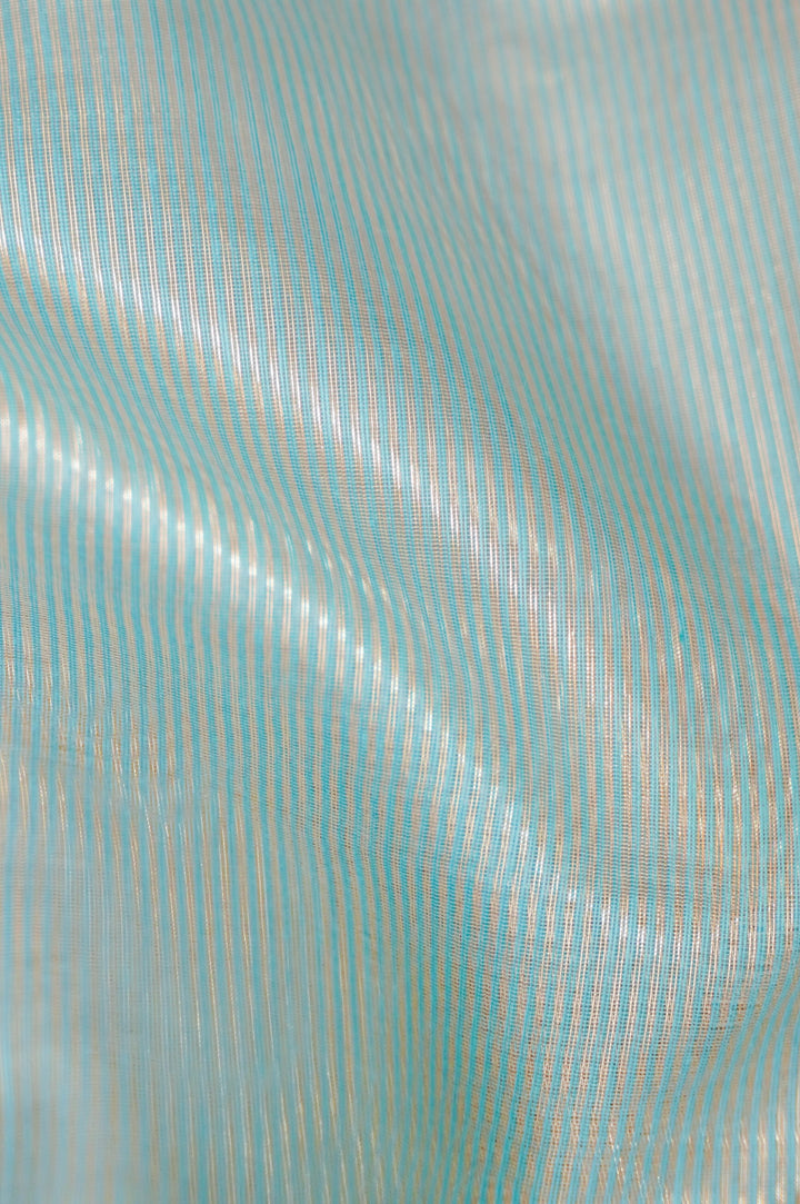 Unstitched Powder Blue Pure Chanderi Tissue Suit Set