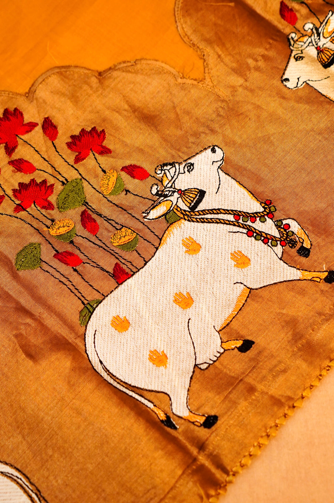 Yellow Pure Chanderi Silk Suit with Zardozi Neckline & Pichwai Embroidered Dupatta