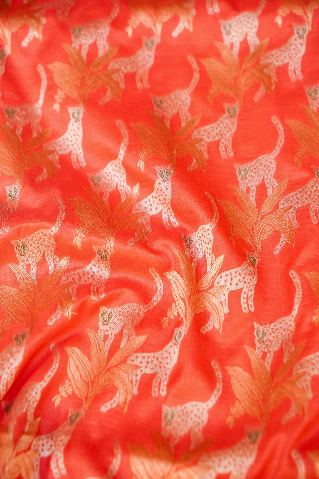 Handwoven Banarasi Pinkish Peach Pure Katan Silk Shikargah Saree