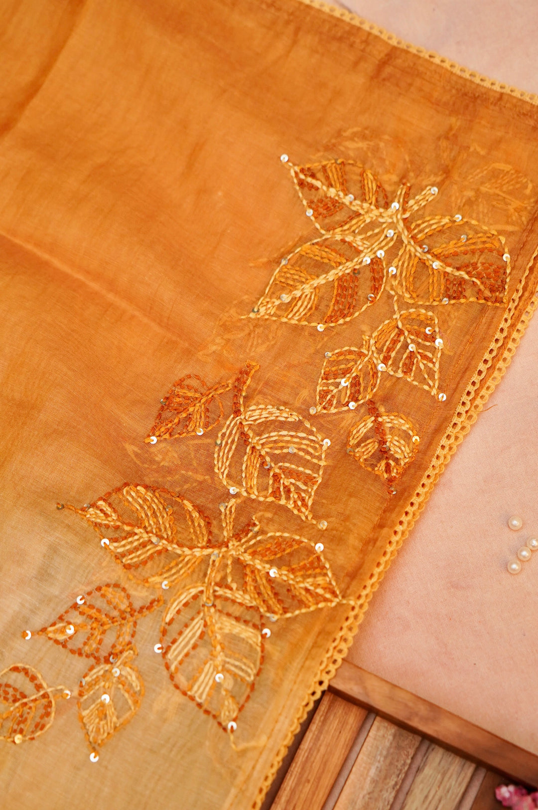 Dual Shaded Pure Mul Chanderi Unstitched Suit with Ombre Kurta