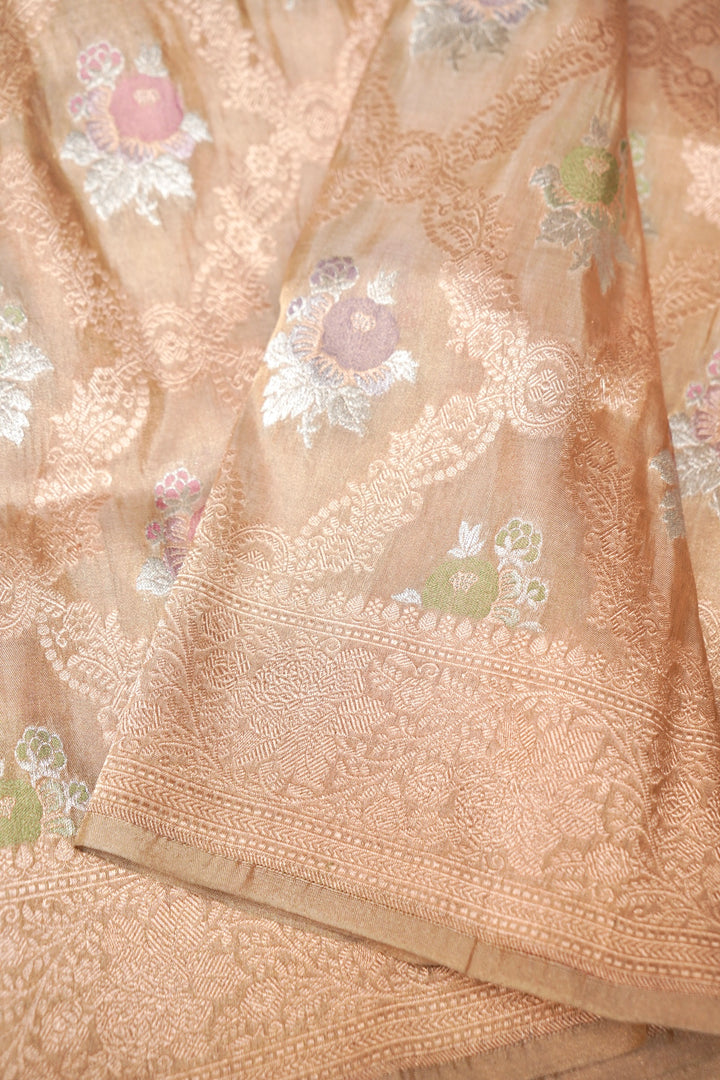Luxurious Handloom Pure Banarasi Katan Tissue Silk Saree with Meenakari Weaving
