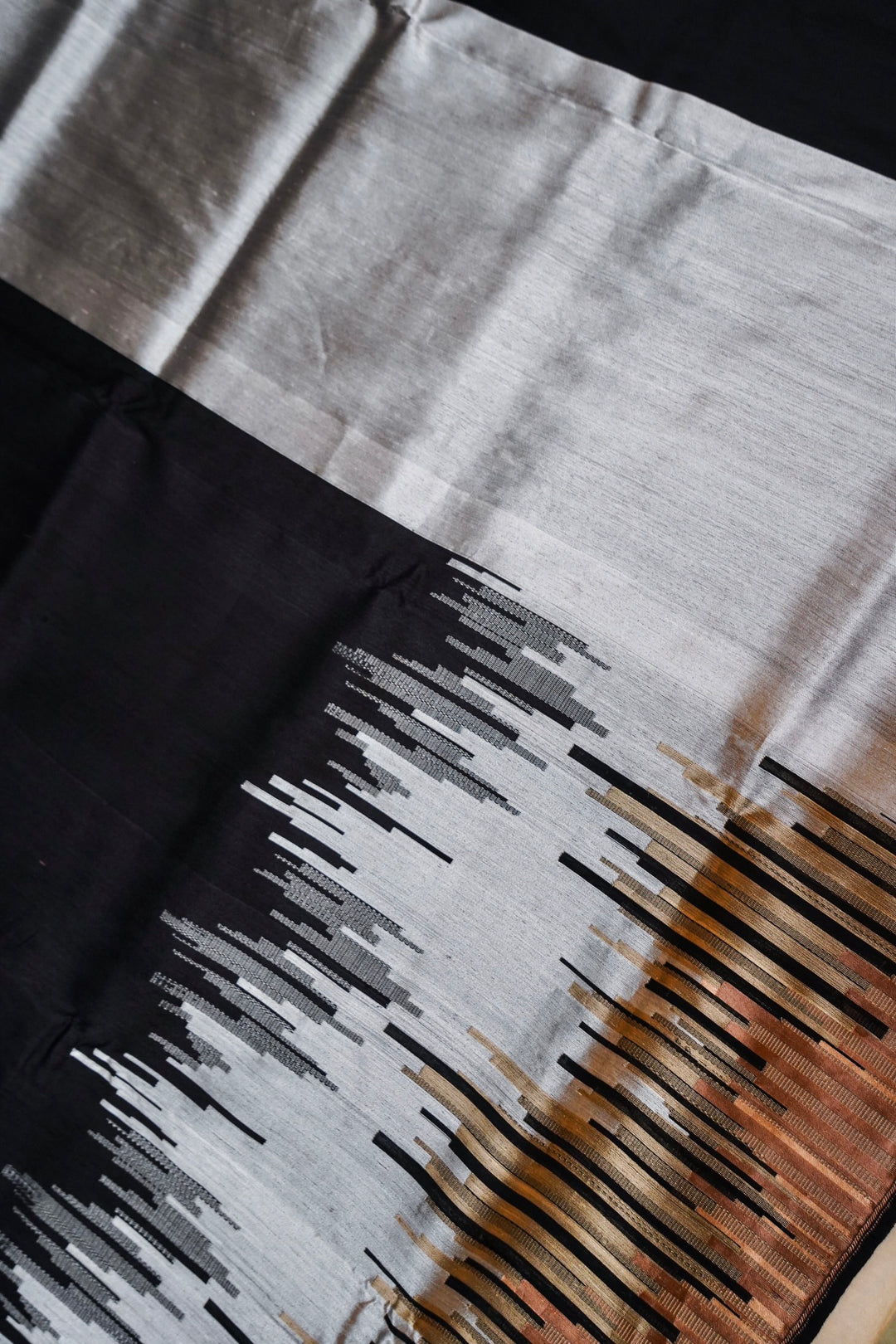 Noir Tricolor Modern Day Banarasi Raw Silk Saree View 2