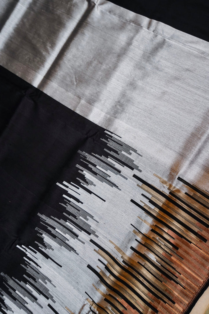 Noir Tricolor Modern Day Banarasi Raw Silk Saree View 2