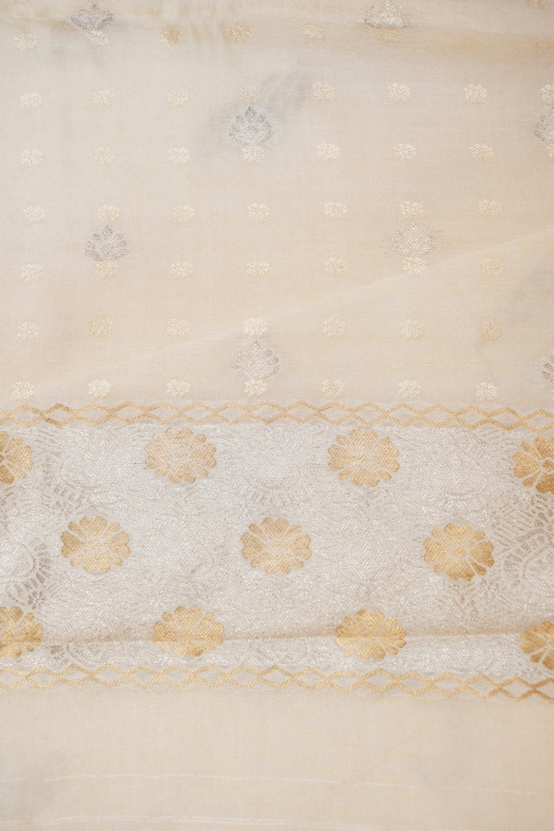 Cream Raw Mango Inspired Banarasi Saree with Zari Weave Birds Motif