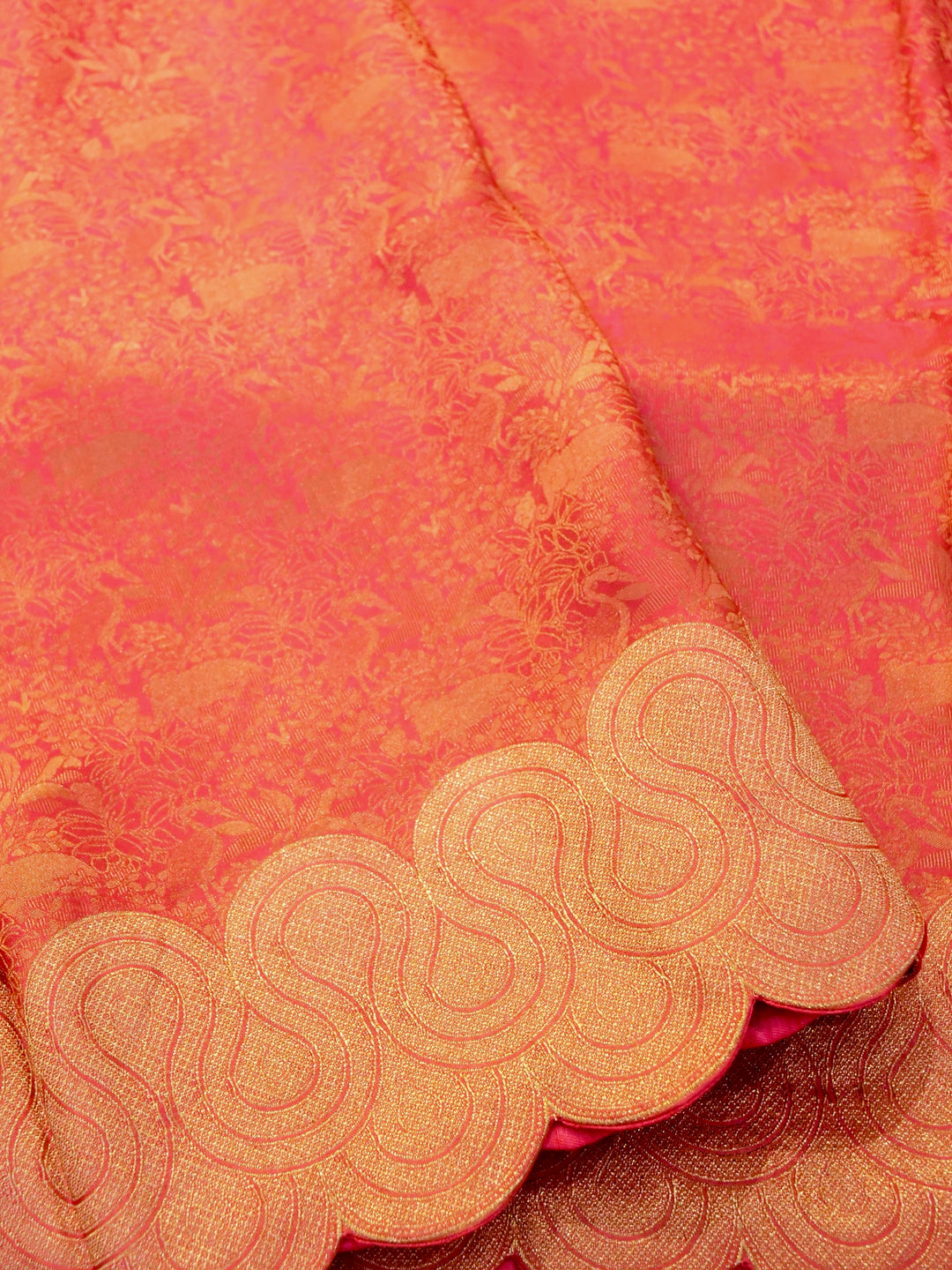 Blushing Elegance: Pink Banarasi Brocade Silk Saree with Zari Weave Jamawar Pattern