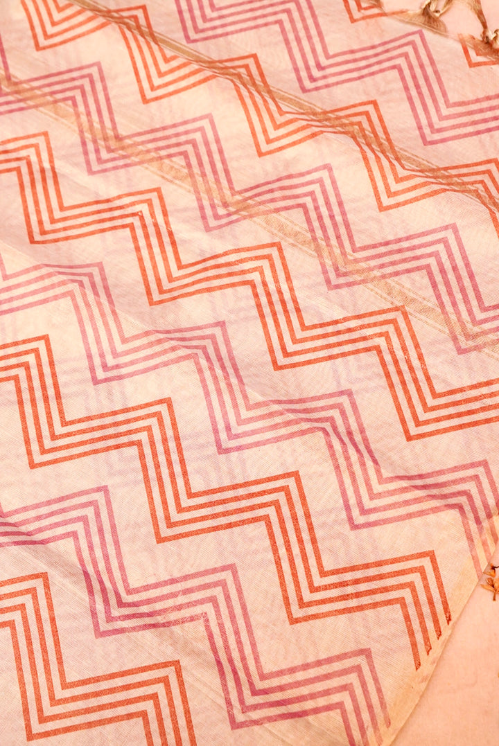 Rose Gold Pure Chanderi Tissue Silk Suit with Resham & Zardozi Embroidery