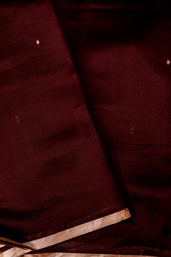 Earthy Royalty – Pure Banarasi Handloom Chiniya Silk Saree in Dark Brown