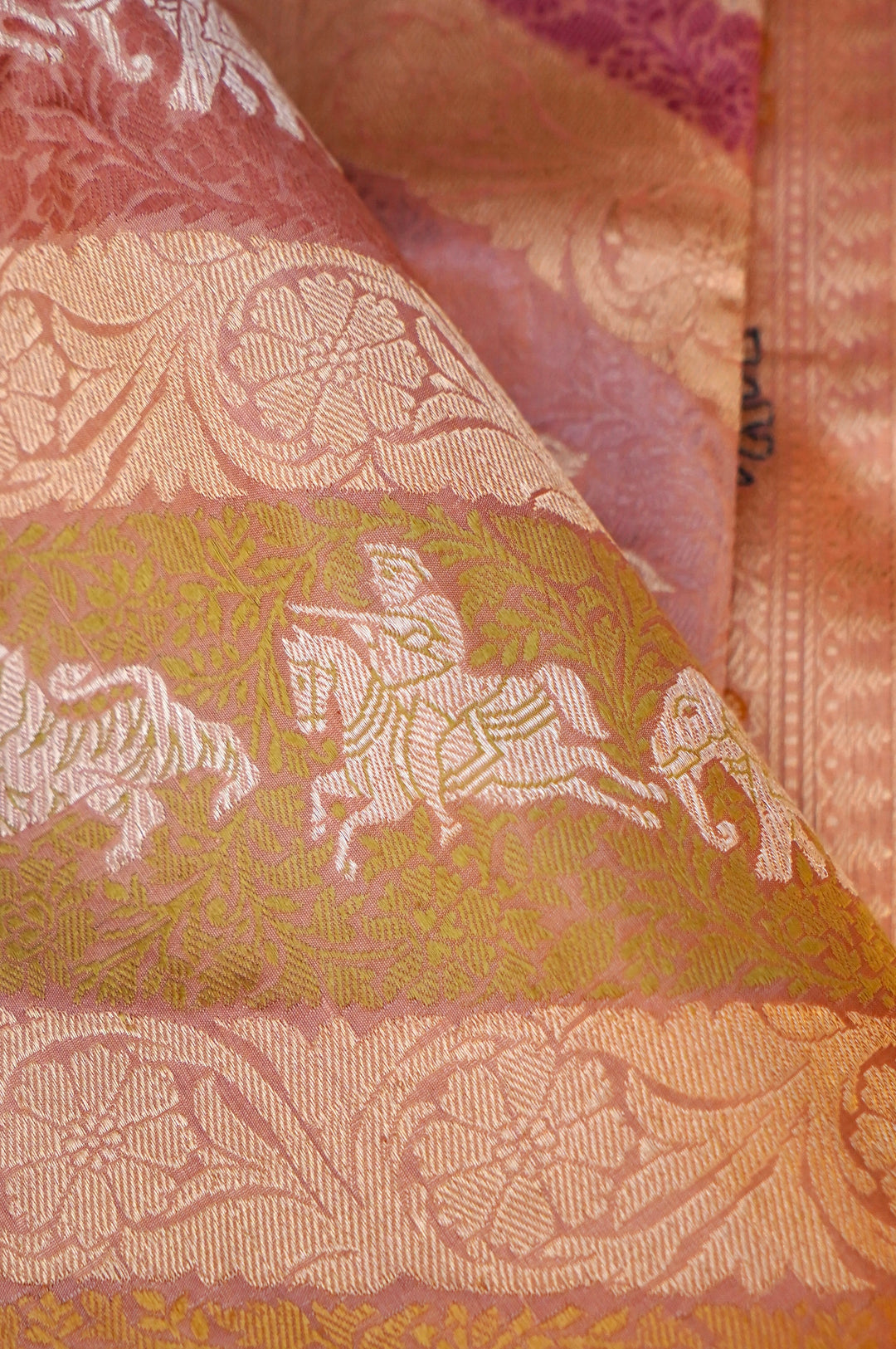 Vanrajya – Handwoven Rangkat Banarasi Shikargah Tissue Katan Silk Saree