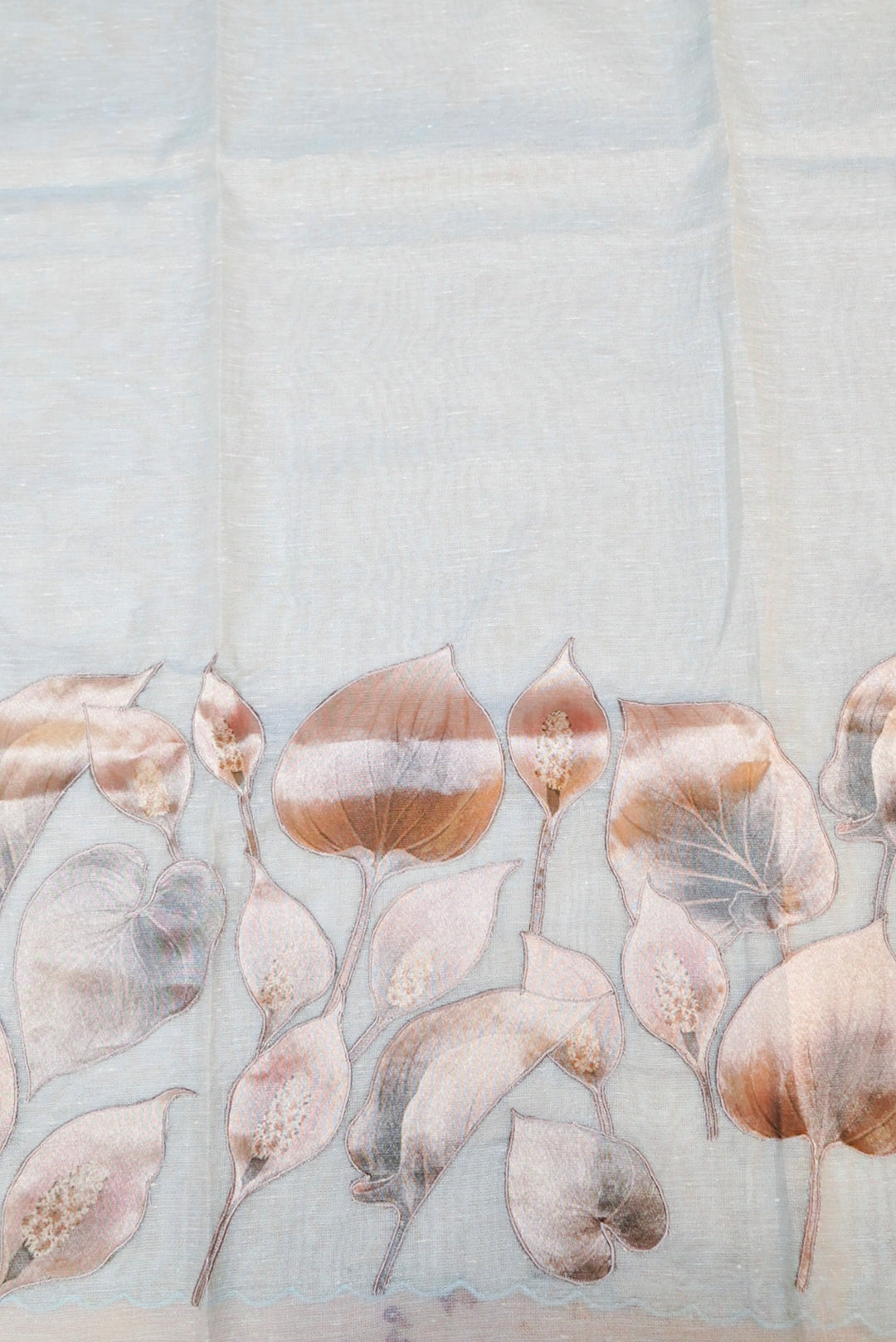 Powder Blue Pure Chanderi Tissue Suit with Applique Work