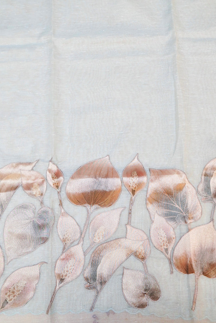 Powder Blue Pure Chanderi Tissue Suit with Applique Work