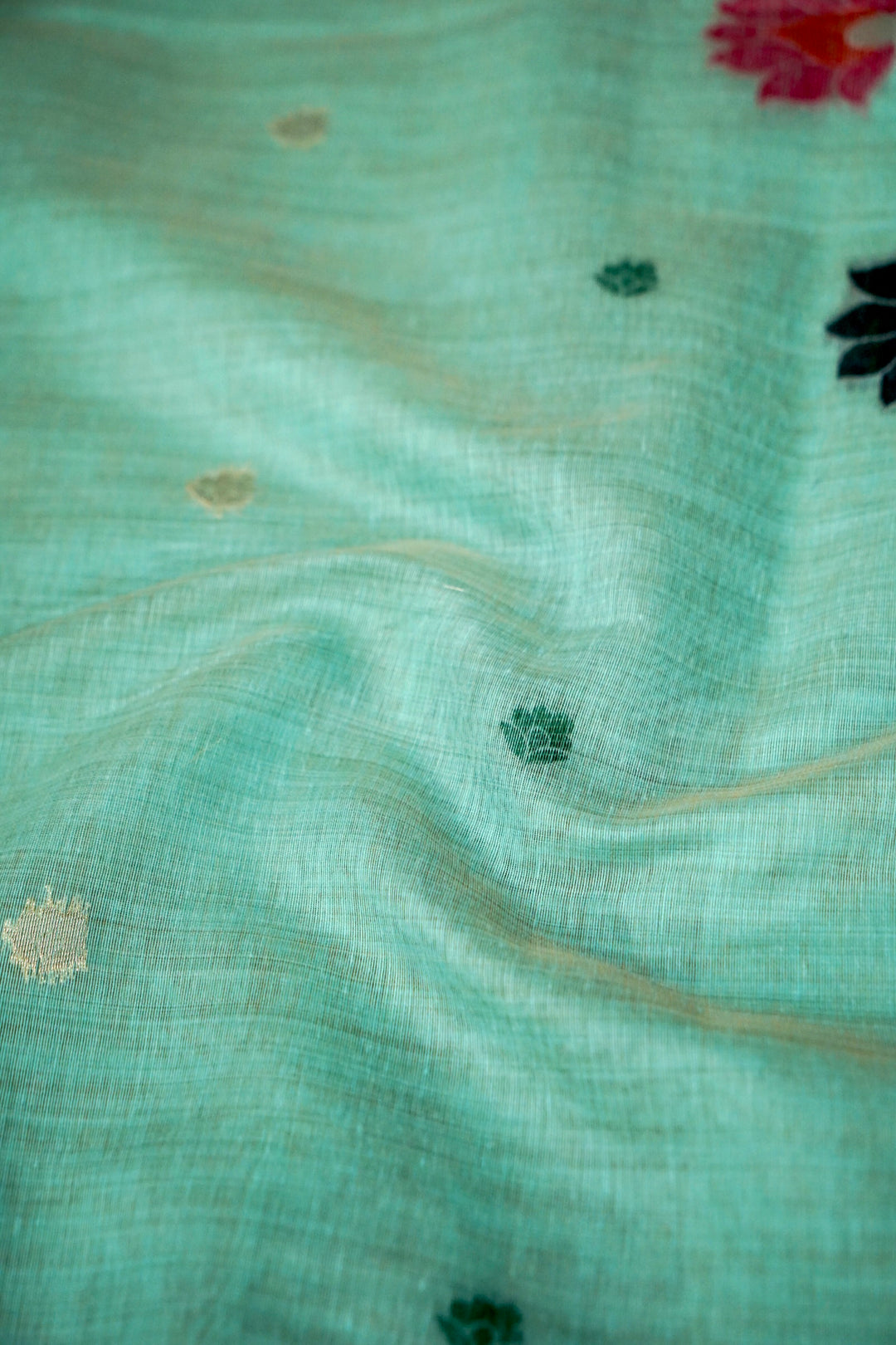 Graceful Sea Green Cotton Silk Saree with Zari Bootidar Weave Jamdani Inspired Pallu View 4