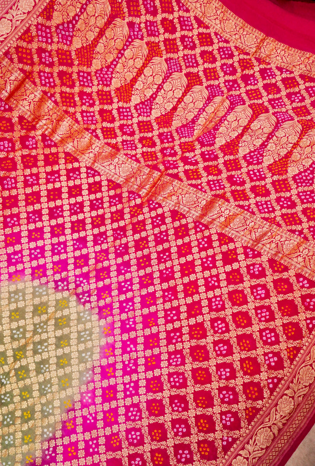 Handwoven Banarasi Pure Khaddi Georgette Bandhej Saree