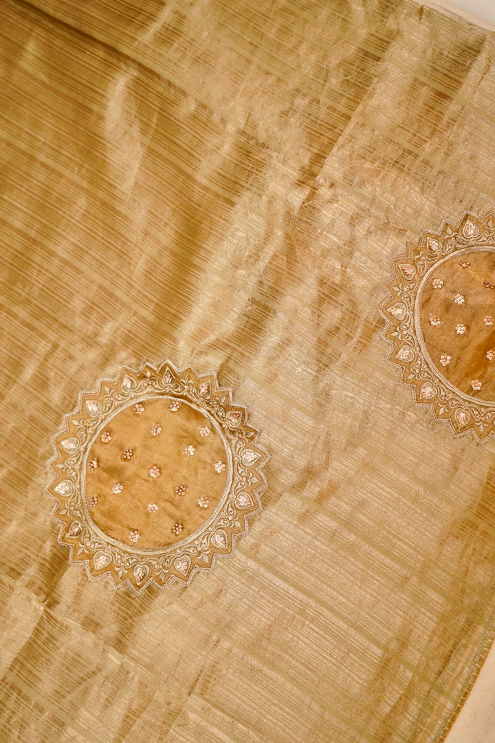 Tan Beige Stripe Elegance Pure Banarasi Tissue Silk Saree View 7