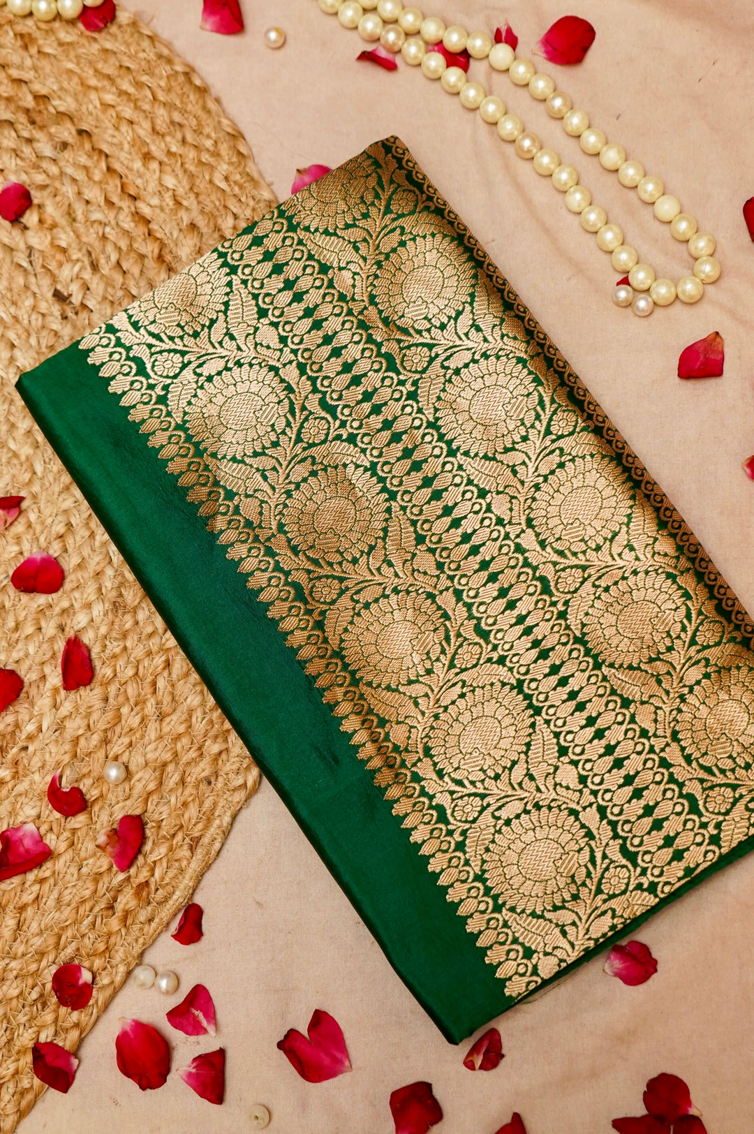 Elegant Green Katan Silk Cord Set for Festive and Traditional Occasions View 1