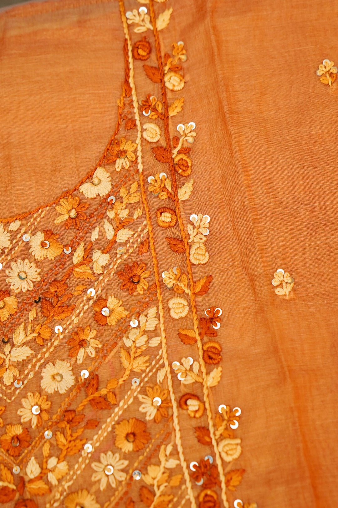 Dual Shaded Pure Mul Chanderi Unstitched Suit with Ombre Kurta