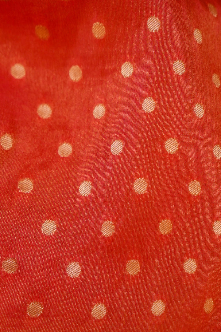 Crimson Red Soft Tissue Saree with Resham Embroidery &amp; Carry Boota