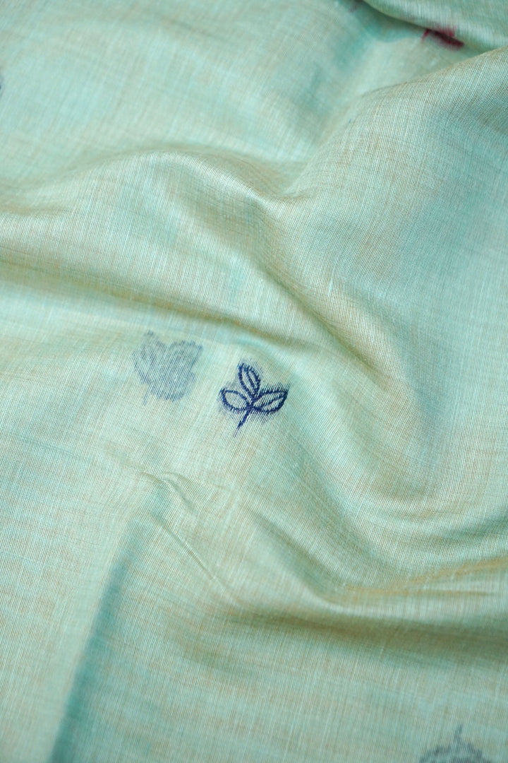 Serene Pastel Blue Meenakari Floral Cotton Silk Suit Set