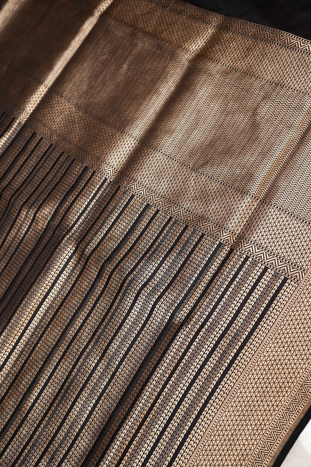 Black Banarasi Handloom Pure Katan Silk Contemporary Saree with Zari Stripe