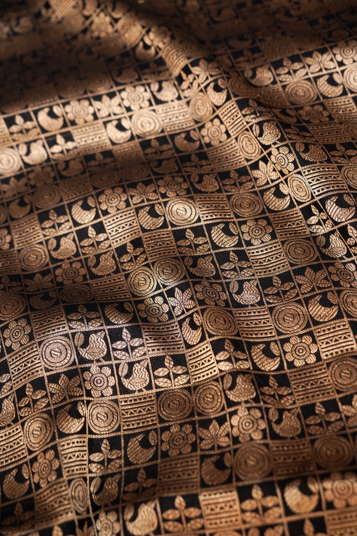 Black Pure Banarasi Handloom Katan Silk Contemporary Brocade Saree