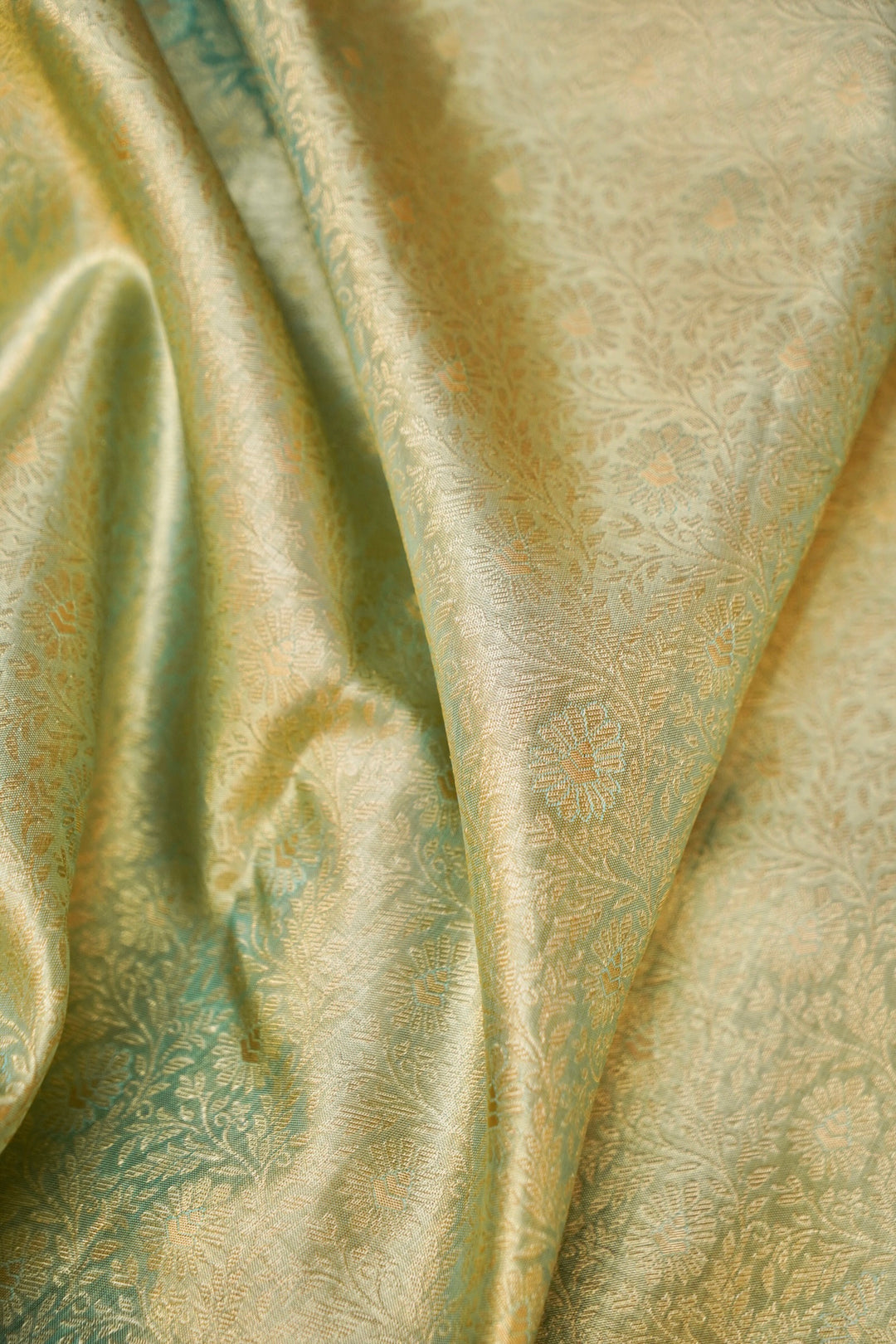 Pure Pistachio Green Kanjivaram Silk Brocade Saree View 4