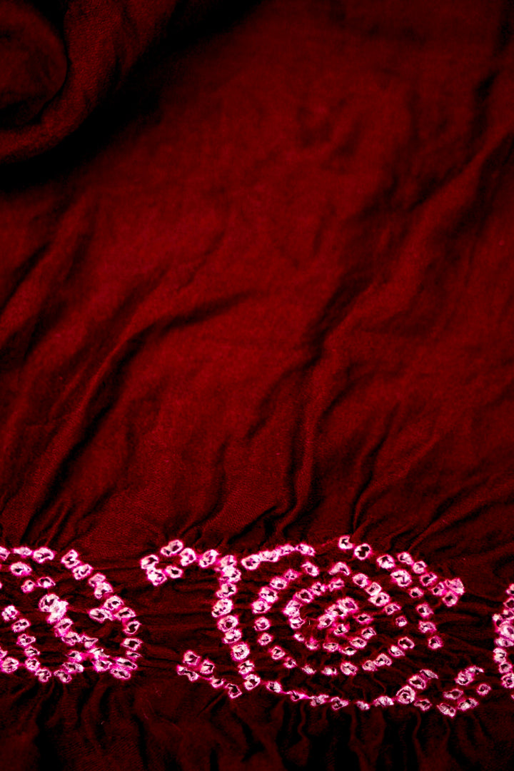 Bridal Radiance in Maroon Handcrafted Gharchola Georgette Saree with Traditional Charm