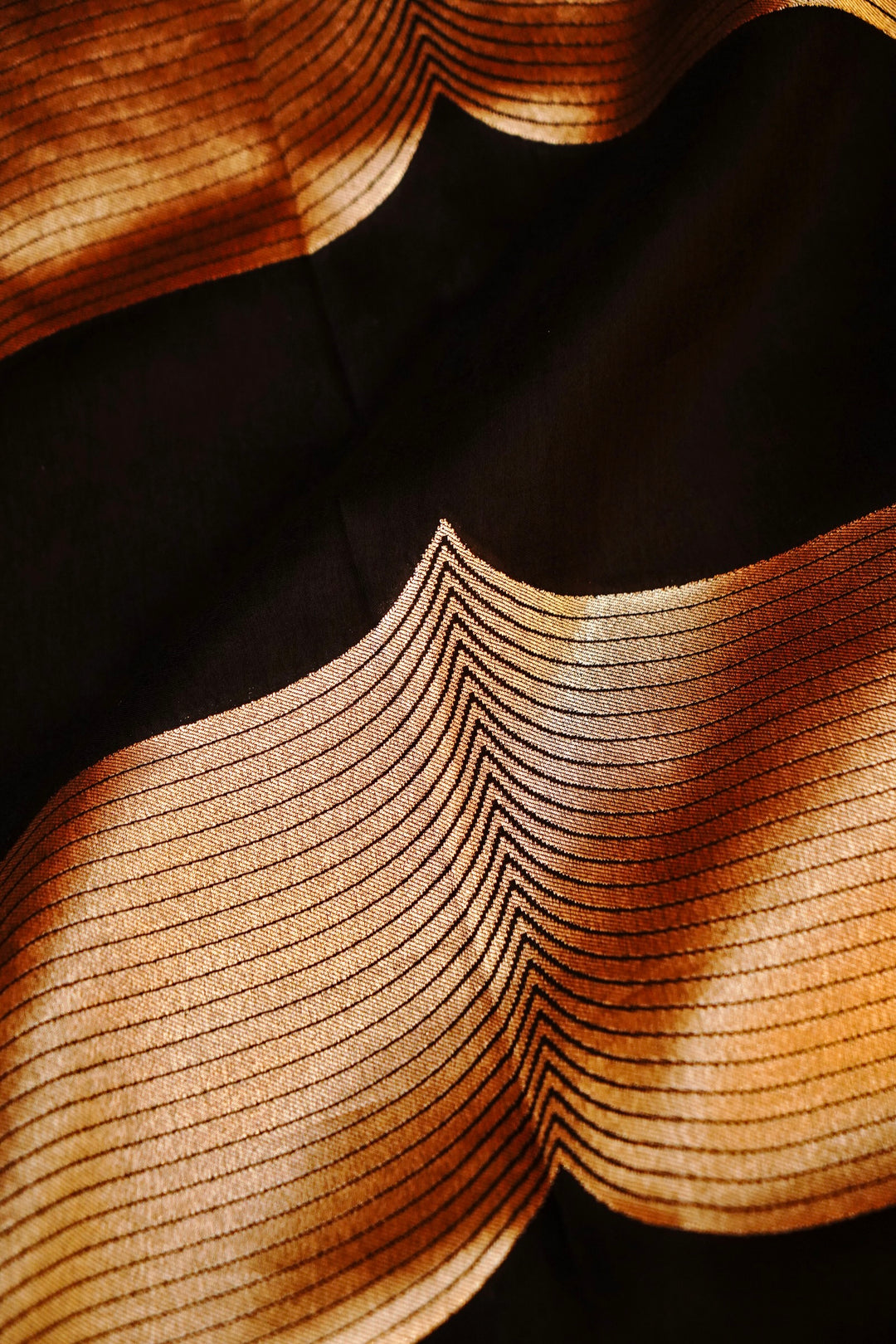 Black Banarasi Muga Crepe Contemporary Saree