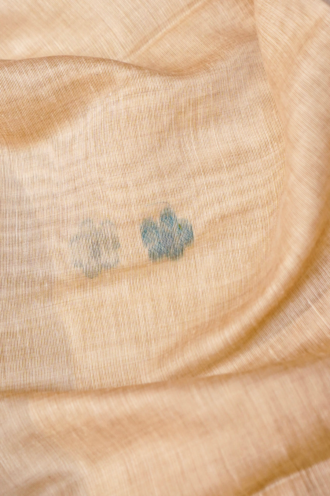 Off White Floral Woven Unstitched Suit Set with Bird Motif Dupatta  in Shades of Blue and Grey