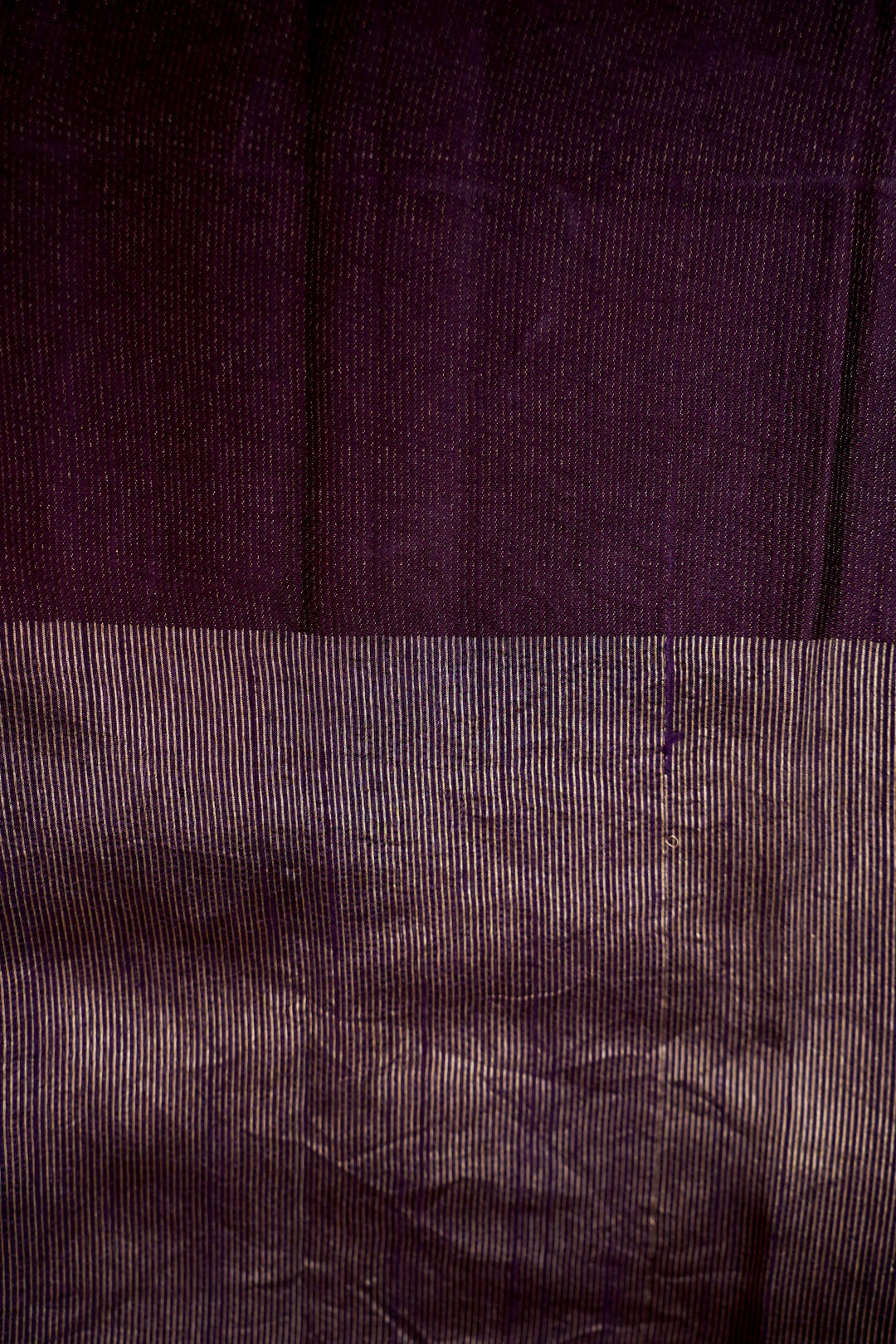 Regal Dark Purple Raw Silk Tissue Fusion Saree with Zari Stripe Weave &amp; Plain Border