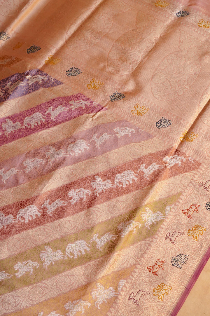 Vanrajya – Handwoven Rangkat Banarasi Shikargah Tissue Katan Silk Saree