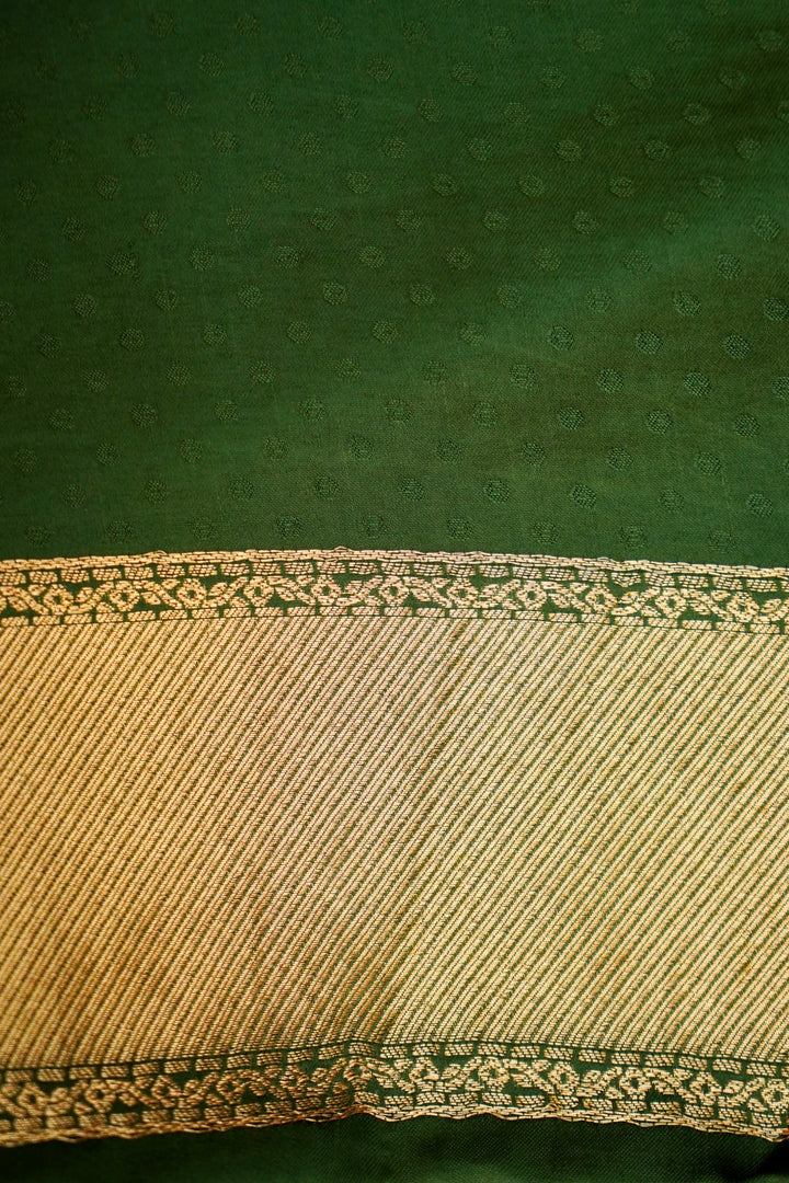 Green Banarasi Satin Crepe Bandhej Weaving Saree with Birds Motif