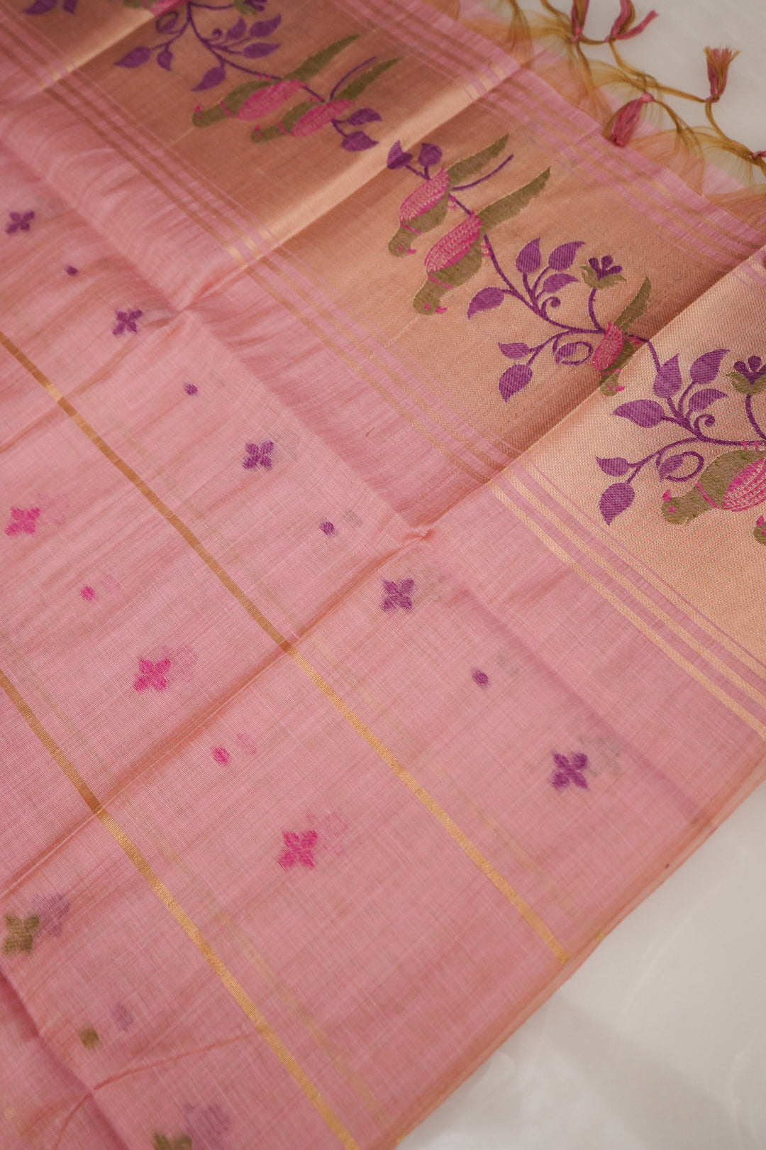 Royal Pastel Pink Meenakari Elegance Cotton Silk Suit Set
