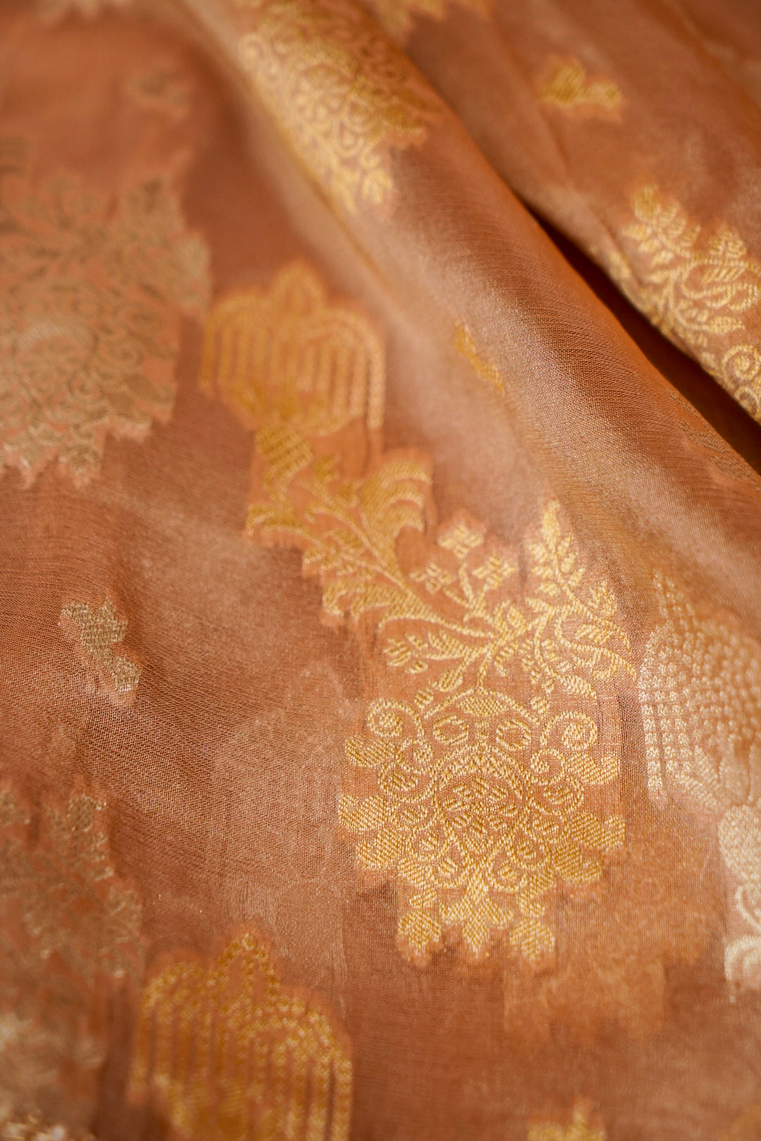 Rose Gold Sona Rupa Glow Designer Tissue Silk Embroidery Saree View 5