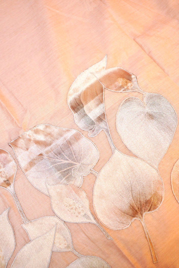 Rose Gold Pure Chanderi Tissue Suit with Applique Work