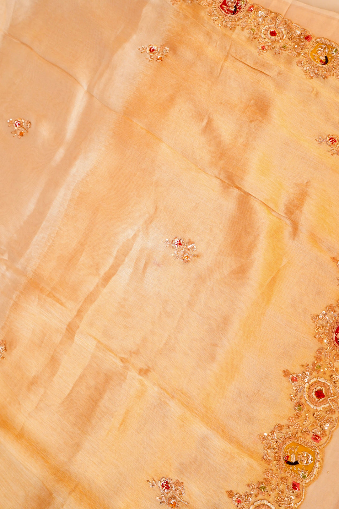 Pure Handloom Golden Tissue Saree with Zardozi Meenakari Embroidery