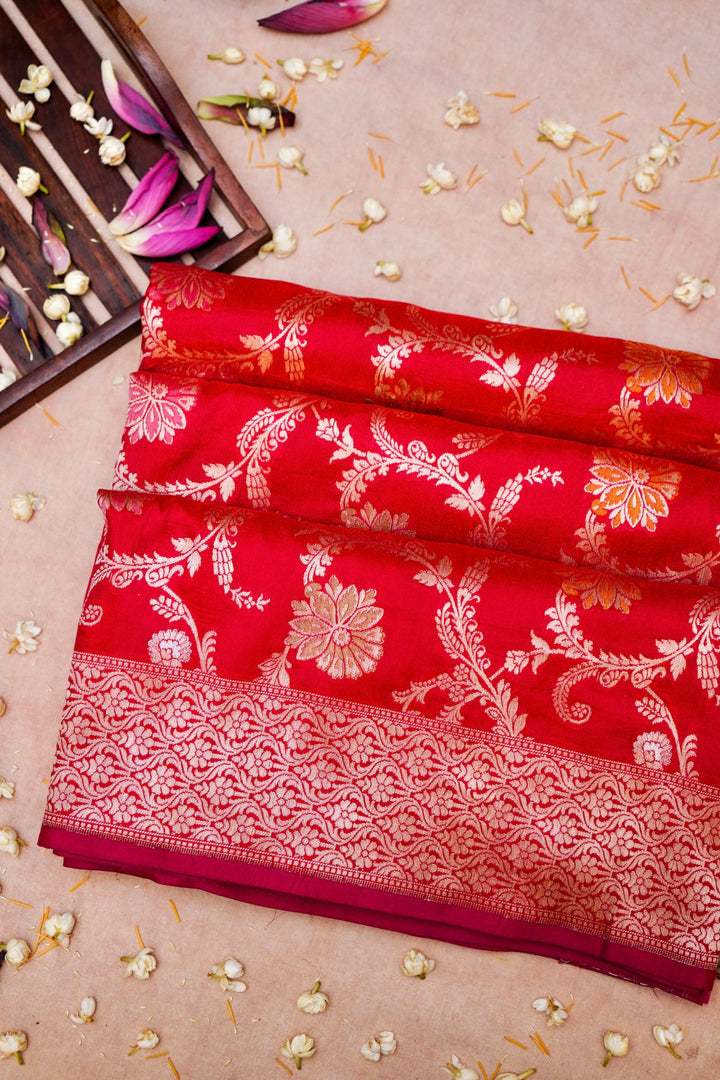 Handwoven Banarasi Bridal Pure Katan Silk Meenakari Jaal Saree