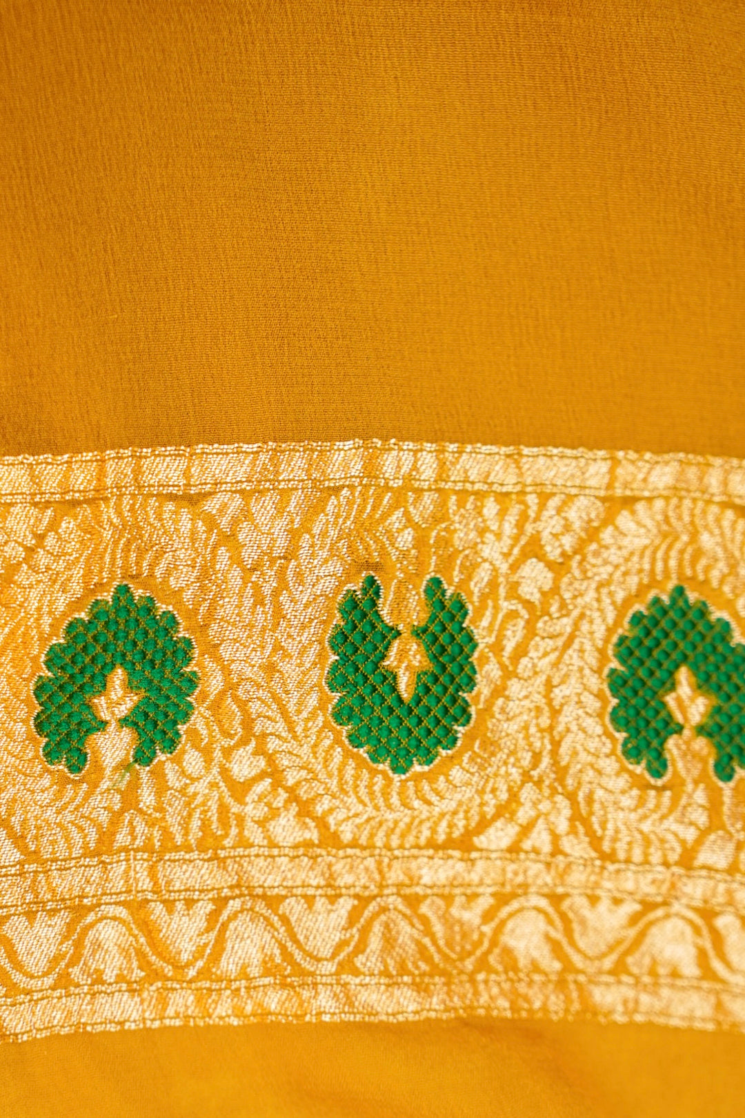 Haldi Wear Yellow Pure Khaddi Georgette Meenakari Saree View 8
