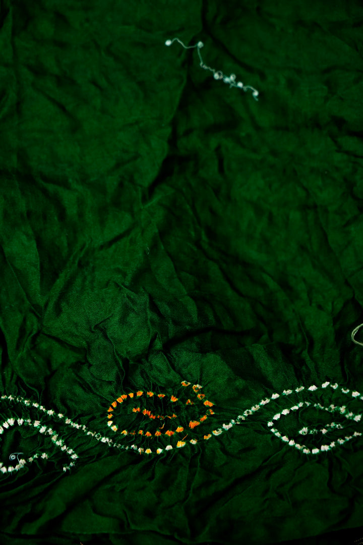 Pure Bottle Green Gajji Silk Gharchola Saree – Regal Gujarati Heritage