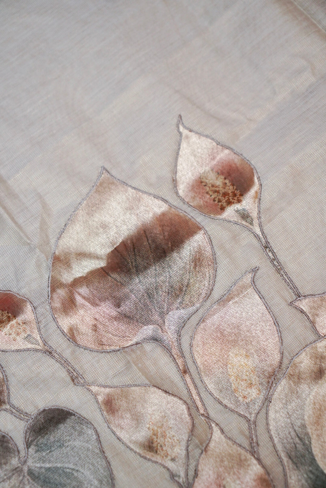 Grey Pure Chanderi Tissue Suit with Appliqué Work