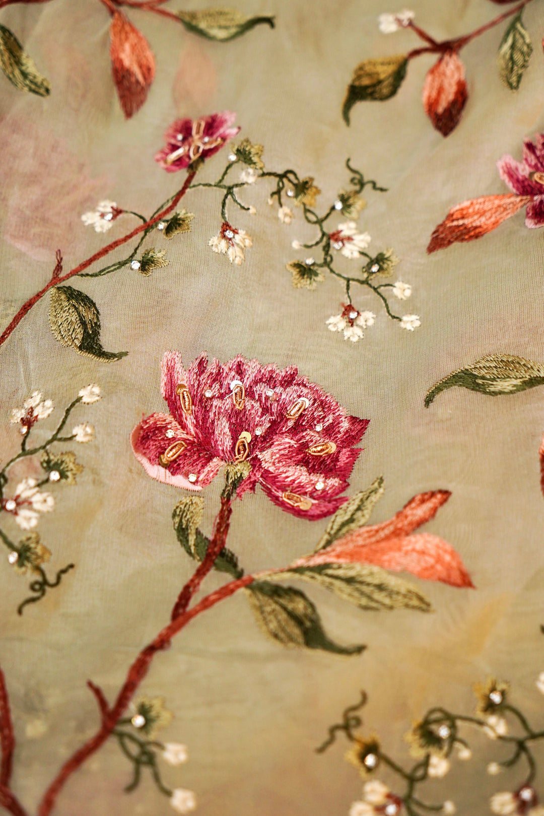Pure Tissue Silk Saree with Hand Embroidery and Kundan Work