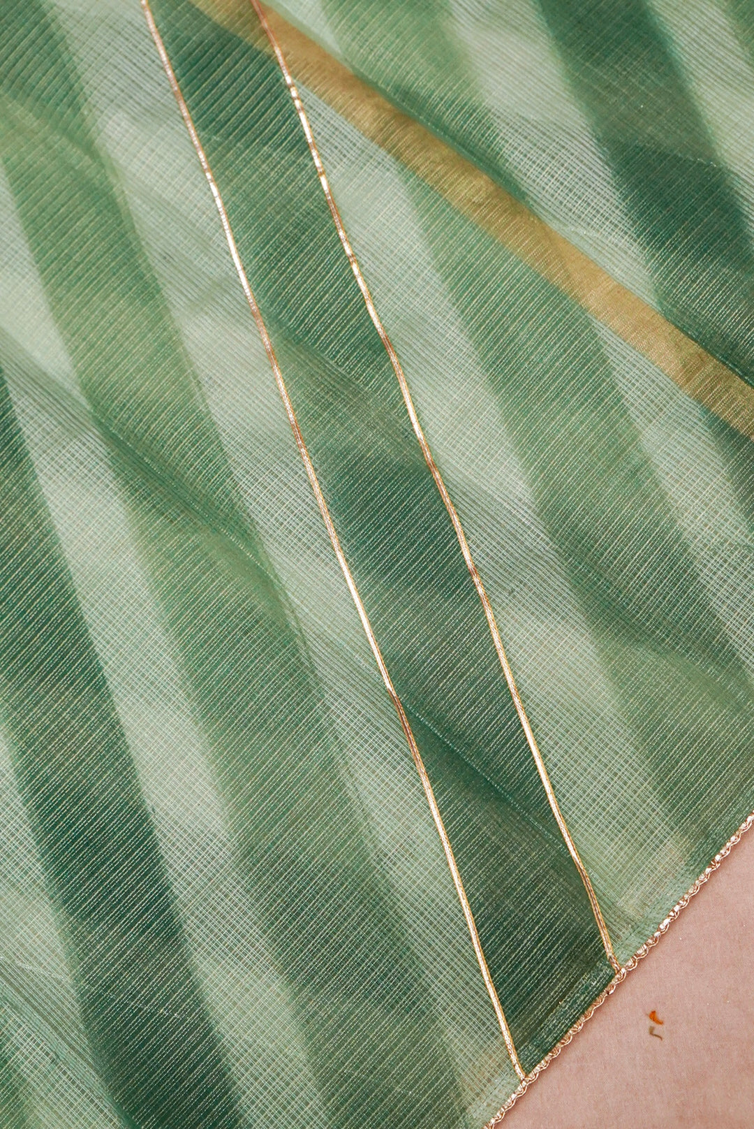 Sage Green Pure Banarasi Chanderi Silk Suit with Zardozi Embroidery and Leheriya Kota Dupatta