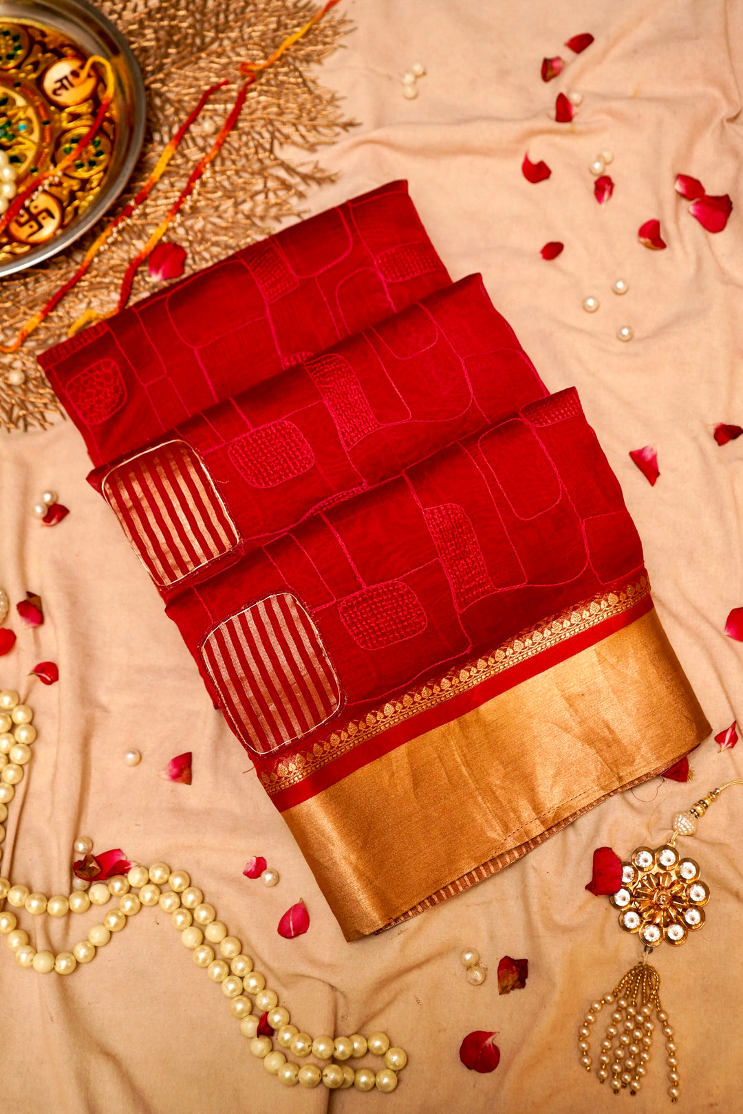 Pink Floral Artistry Designer Organza Saree with Appliqué and Thread Embroidery Cover View